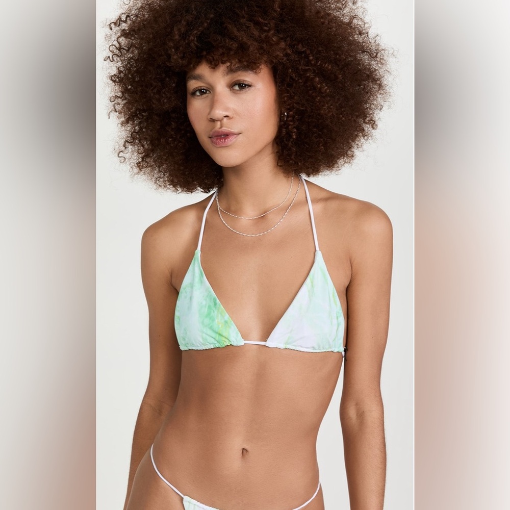 Good American | Matte Tiny Ties Triangle Top | Green Marble